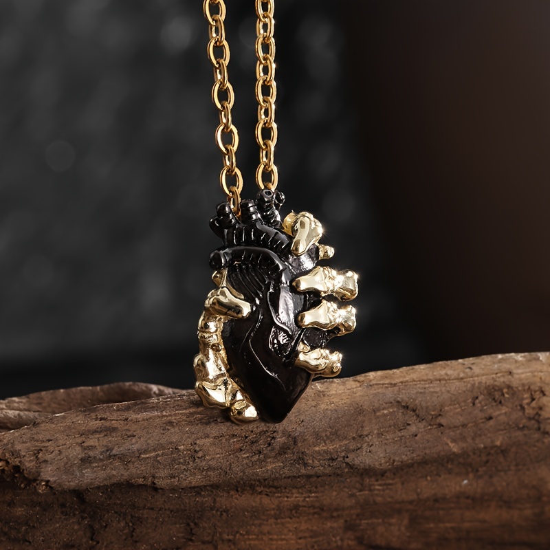

1pc Creative Gothic Skull Evil Heart Shape Pendant Necklace, Fashion Jewelry Accessories Gifts For Men
