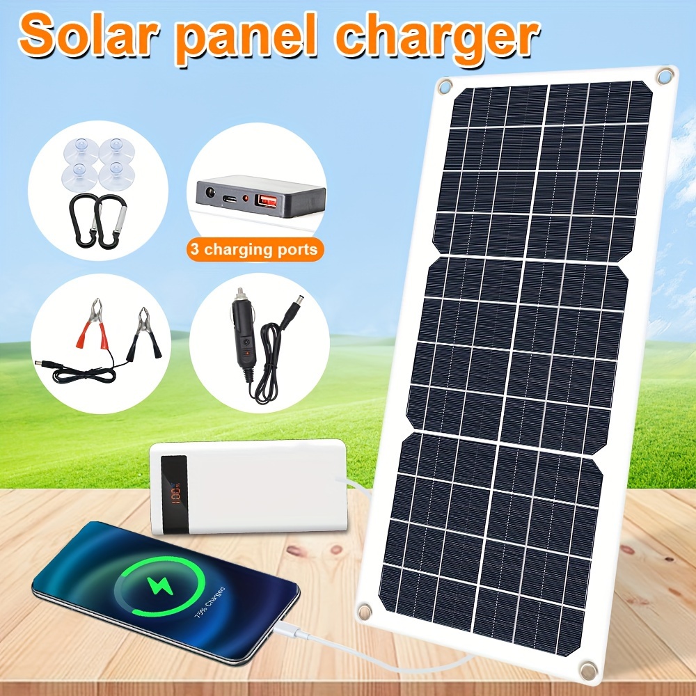 1pc Solar Charging Panel Outdoor Generator And Portable Power Supply USB  Solar Panel, Suitable For Mobile Power, Mobile Phones, Power Banks, Laptops