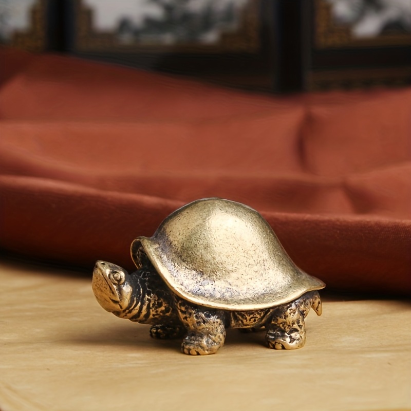 1pc Pure Brass Old-fashioned Longevity Turtle Desktop Decoration, Fengshui  Turtle, Lucky Turtle Tea Pet Handle, Living Room, Bedroom, Living Room, Dec
