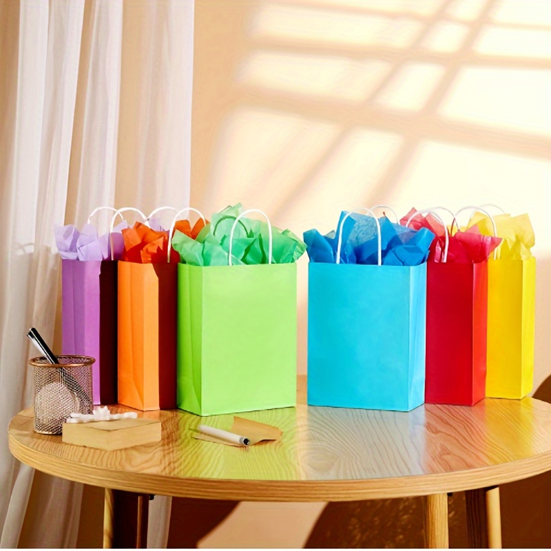 BLEWINDZ 24 bolsas de regalo pequeñas de arcoíris a granel con 24 piezas de  papel de seda, coloridas bolsas de regalo con asas para recuerdos de