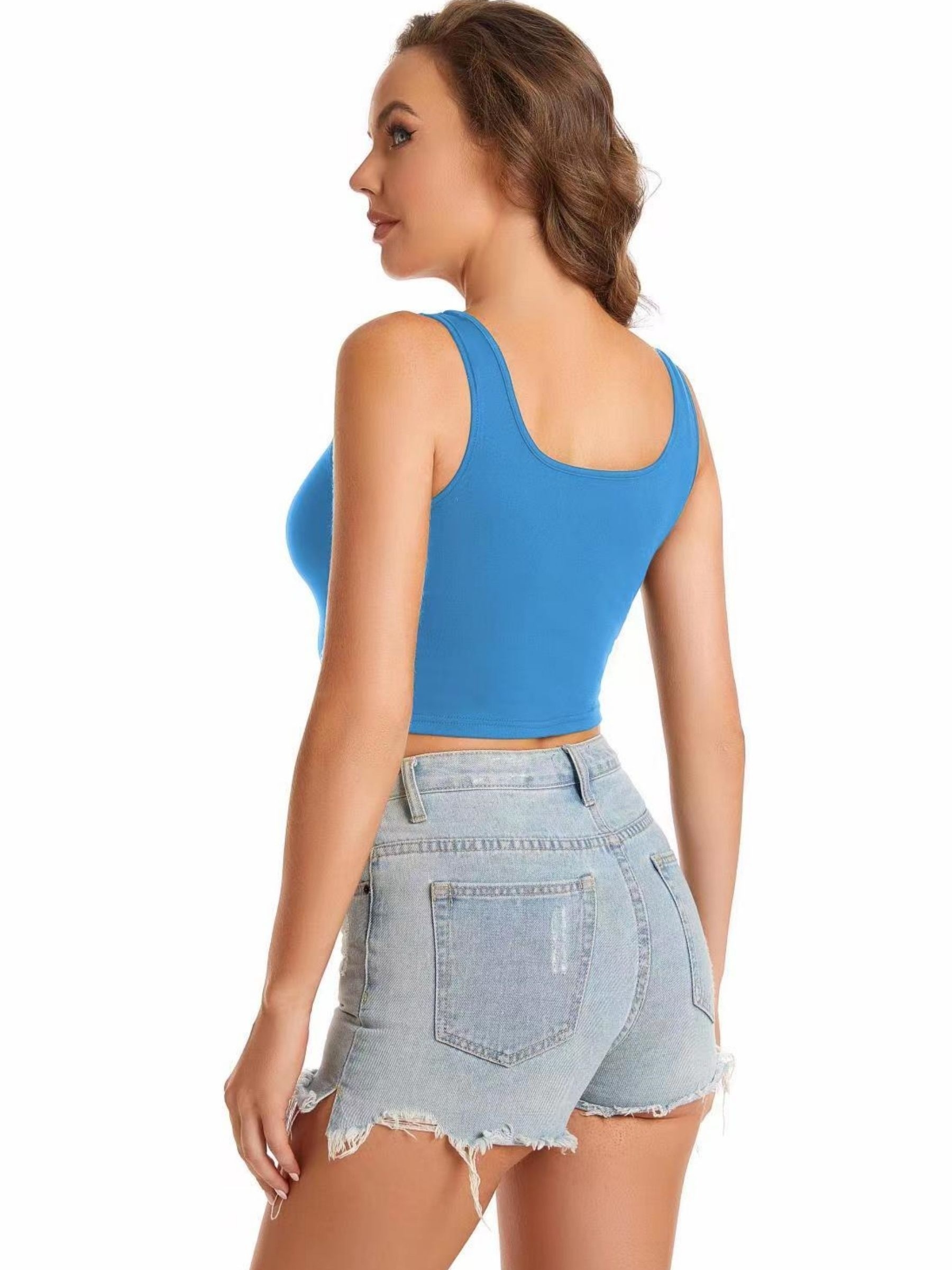 Crop Tank Top, Sleeveless Workout Yoga Casual Top For Summer & Spring, Women's Clothing