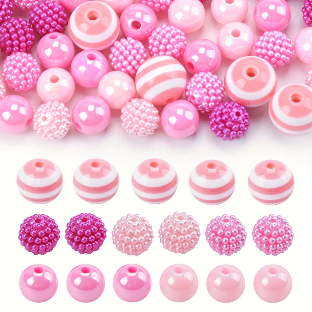 50pcs Chunk Beads 20mm Bubblegum Beads Colorful Large Rhinestone Pearl  Beads Loose Beads Round Spacer Beads for Jewelry Bracelet Necklace Pen Bag  Chain Making Crafts Supplies 
