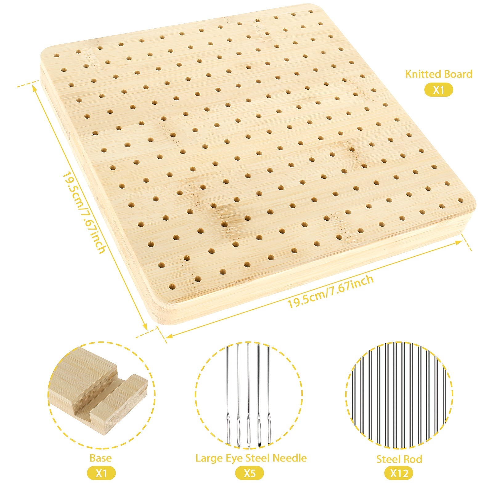 Wood Crochet Blocking Board Kit Stainless Steel Rod Pins Granny Knitting  Squares Crochet Board Sewing Knitting Artworks