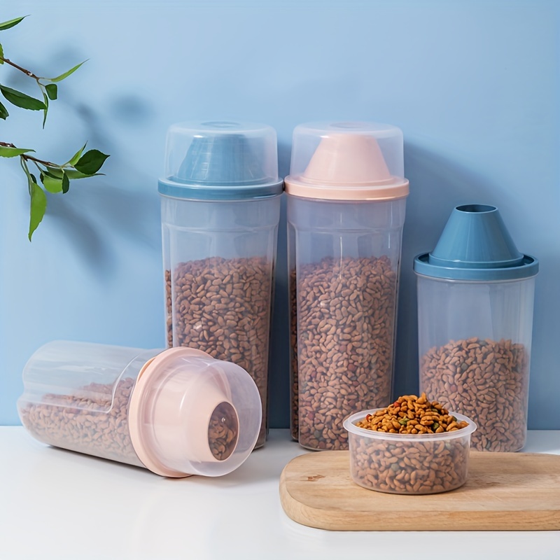 

1pc Pet Food Storage Container, Daily Simple Vacuum Grain Storage Box Moisture-proof Canister Snack Box Cat Food Storage Bucket Dog Food Sealed Barrel Random Color
