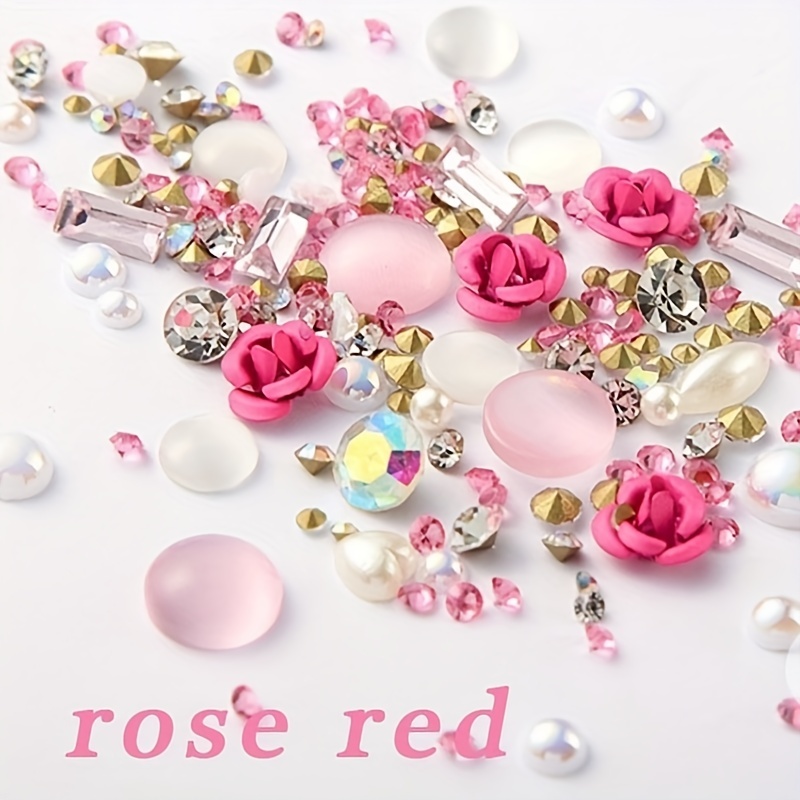 3d Artificial Nail Rhinestones Rose Artificial Jewelry - Temu