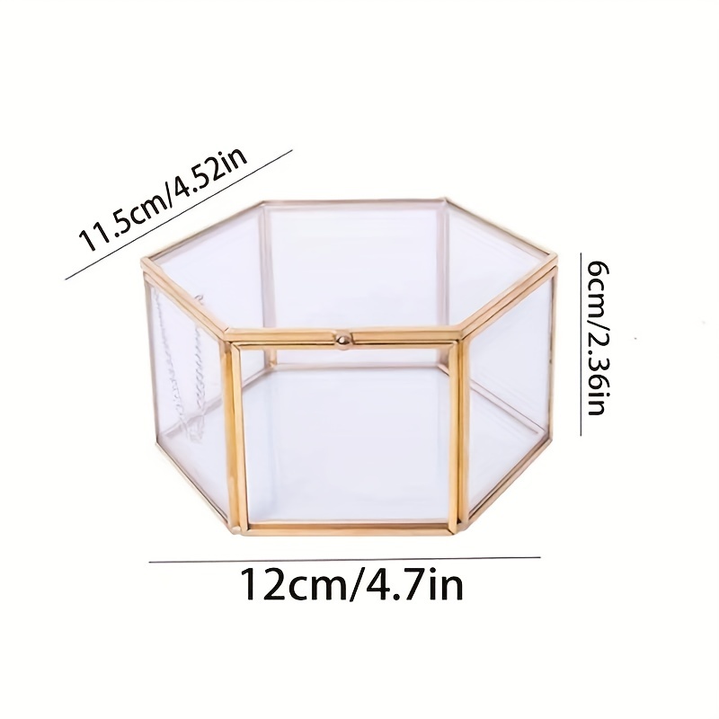 Glass Storage Jewelry Box, Geometric Glass Organizer Box