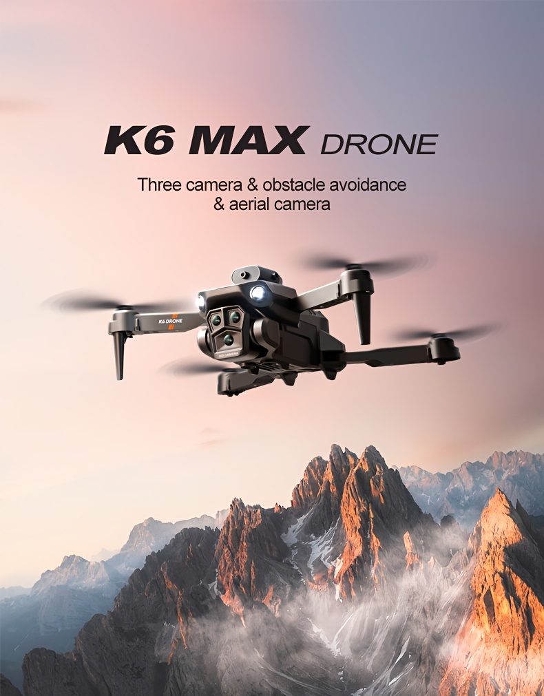 new k6 quadcopter uav drone triple hd cameras 360 obstacle avoidance optical flow positioning one click launch cheap things the cheapest item available perfect for beginners mens gifts details 0
