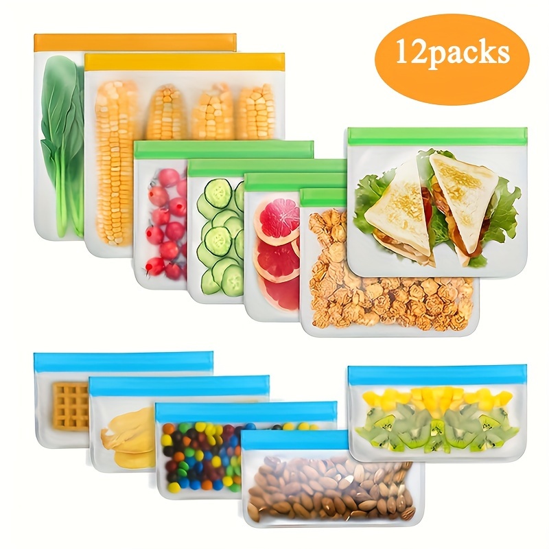 10 Pack Reusable Sandwich Bags Reusable Storage Bags,Reusable Snack Bags Leakproof Silicone - Free Plastic BPA Free Bags for Food Travel