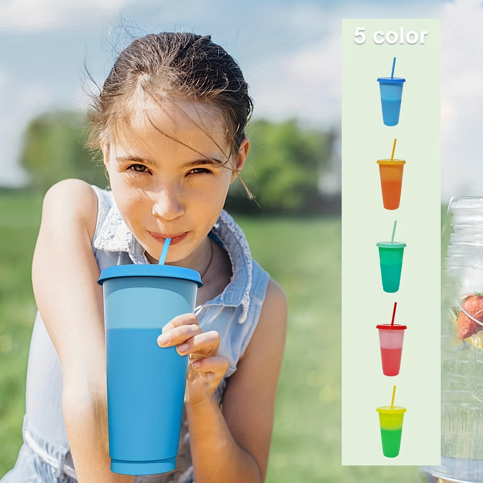 Plastic Cups with Lids and Straws, Reusable Cups for Adults and Kids, Bulk  Tumblers for Iced Coffee Tea and Smoothie