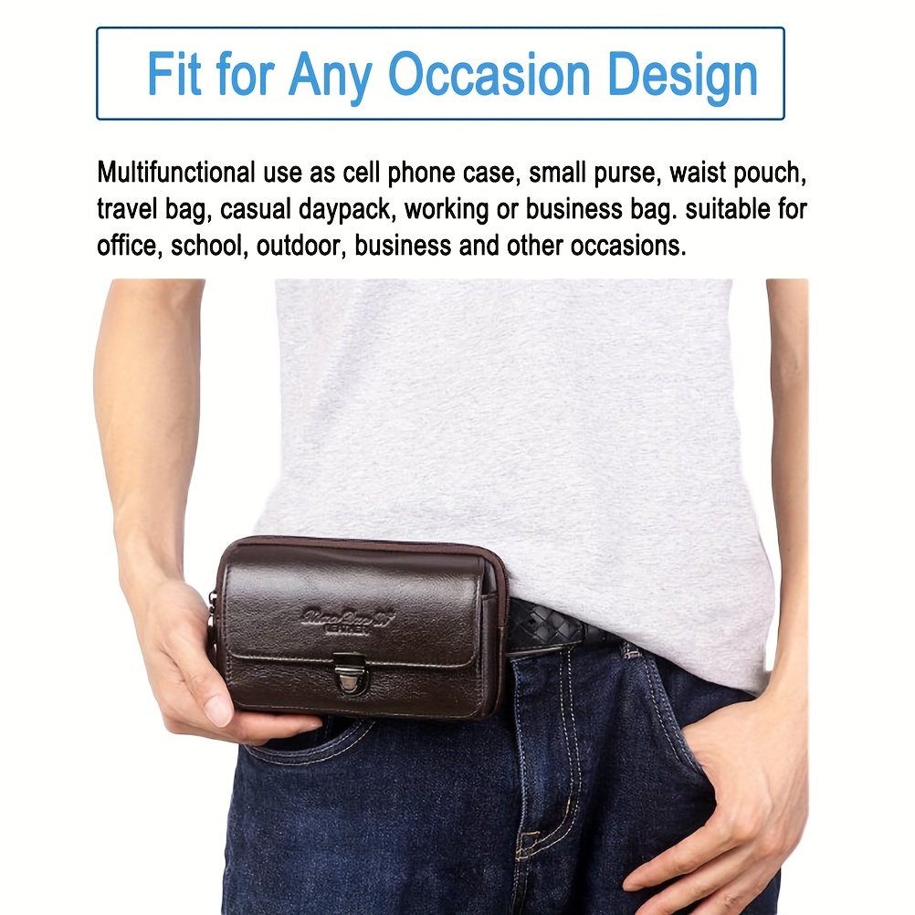 1pc mens leather waist bag for cellphone details 3