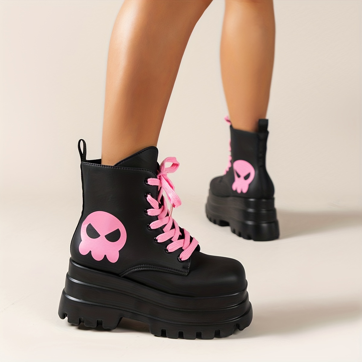 Pink hot sale goth boots