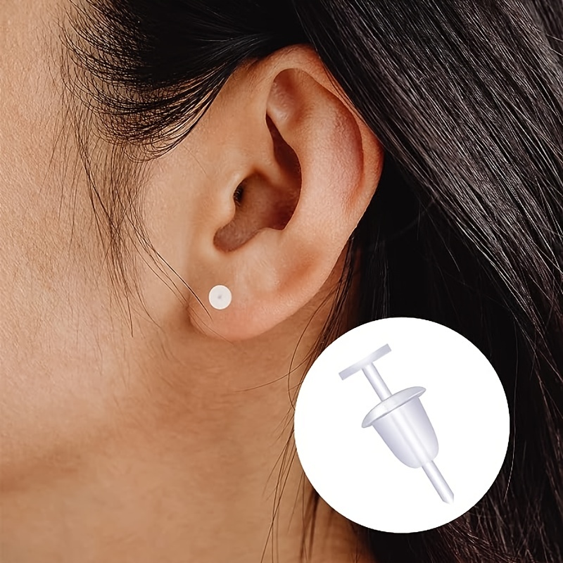 50 Pairs of Plastic Earrings for Sensitive Ears, Transparent Plastic Stud  Earrings, Stud Earrings Made of Plastic for Women, Clear Plastic Stud  Earrings Set, Silicone Earring Clasp, Silicone, plastic