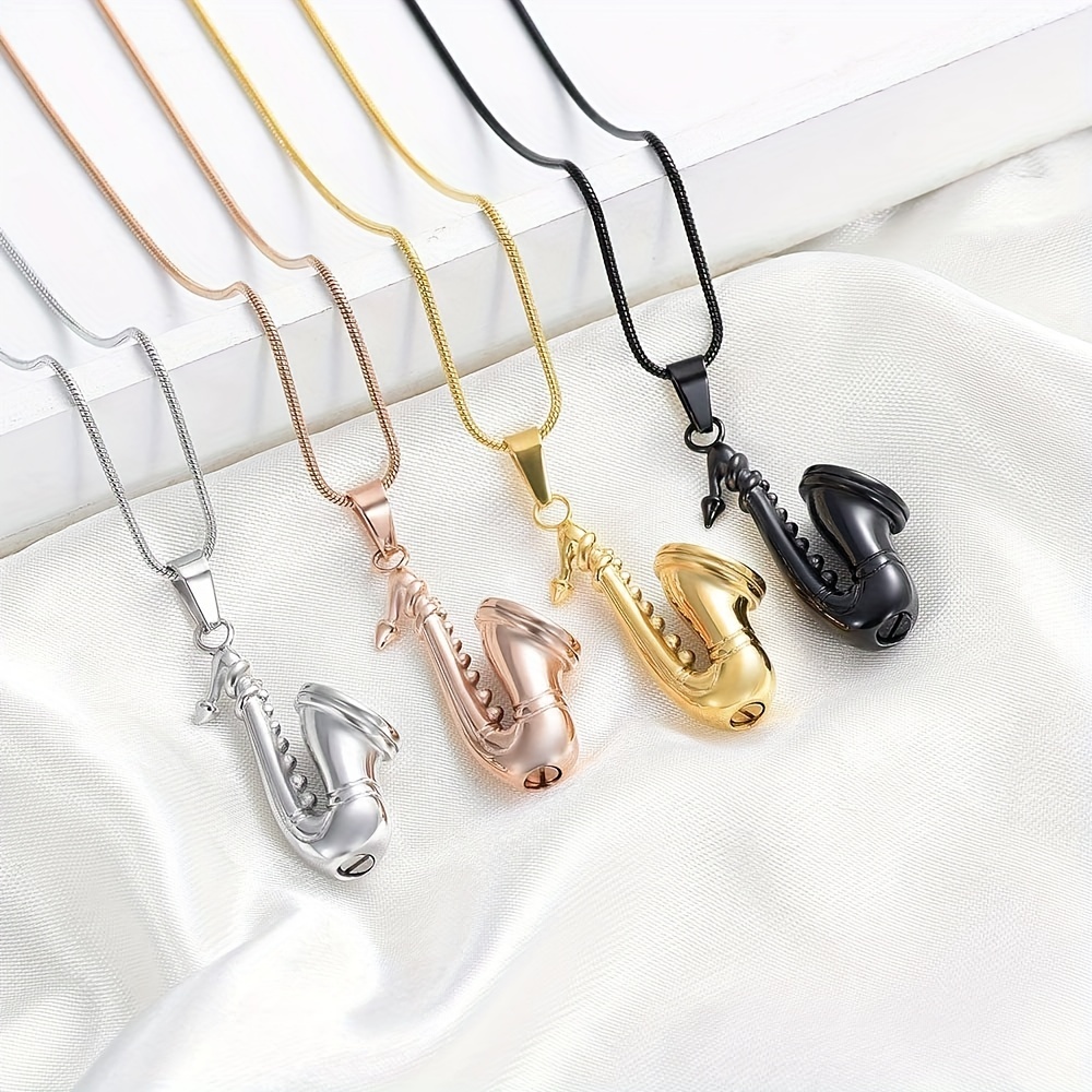 Customizable Saxophone Pendant Necklace for Memorials