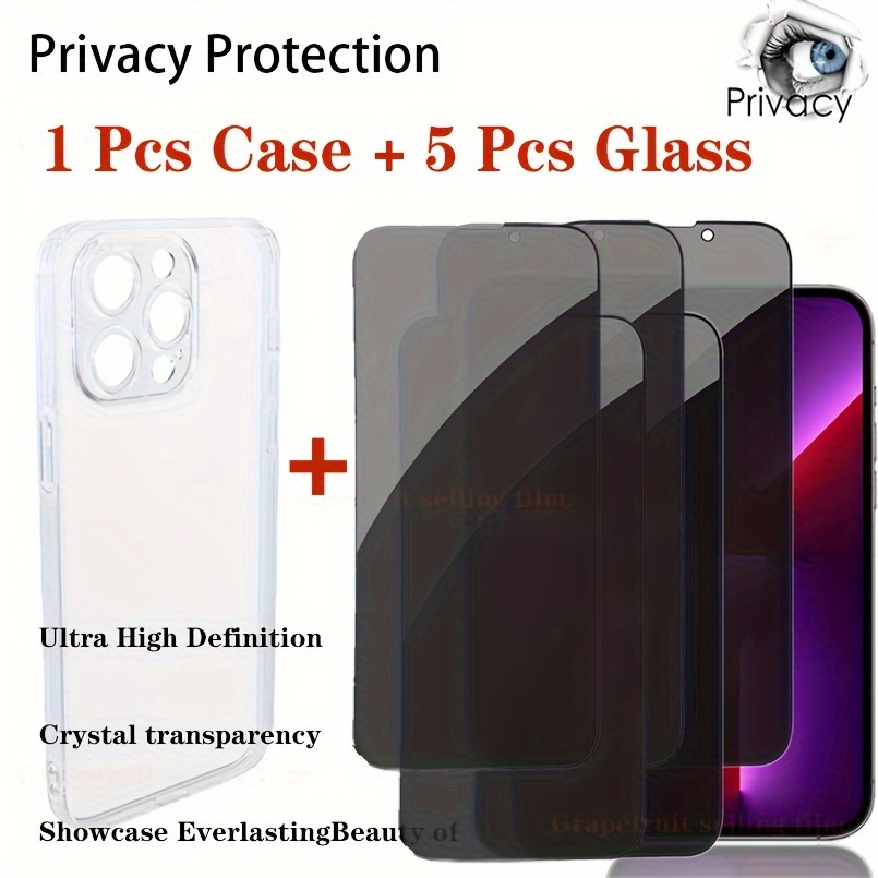 Ailun Paquete de 2 protectores de pantalla de privacidad para iPhone 13  [6.1 pulgadas] + 2 protectores de lente de cámara, película de vidrio  templado