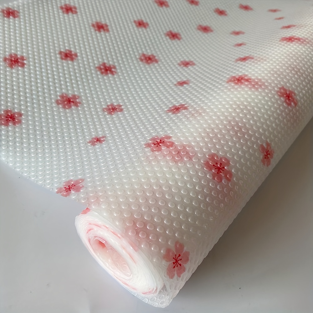 Cherry Blossom Flower Shelf Liner for Kitchen Cabinets Non-Adhesive Drawer Liner Non-Slip Refrigerator Liner Waterproof Fridge Pad Cupboard Mat Easy