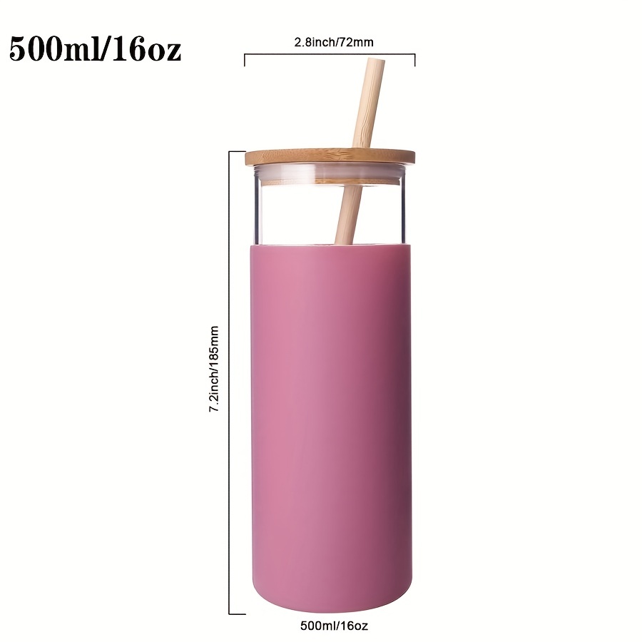 Glass Water Bottle, All Glass Iced Coffee Cup With Lid And Straw, Glass  Tumbler For Office School - Temu