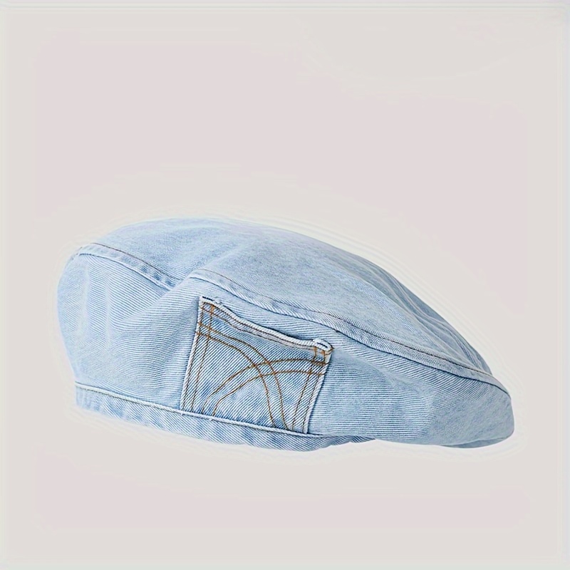 Patchwork Distressed Washed Denim Bere Hat, Vintage Style For