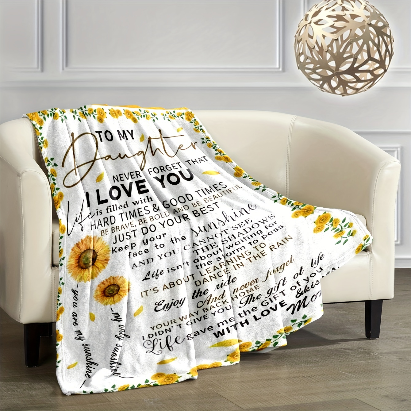 To My Mom I Love You Blankets Gift From Daughter Sunflower White