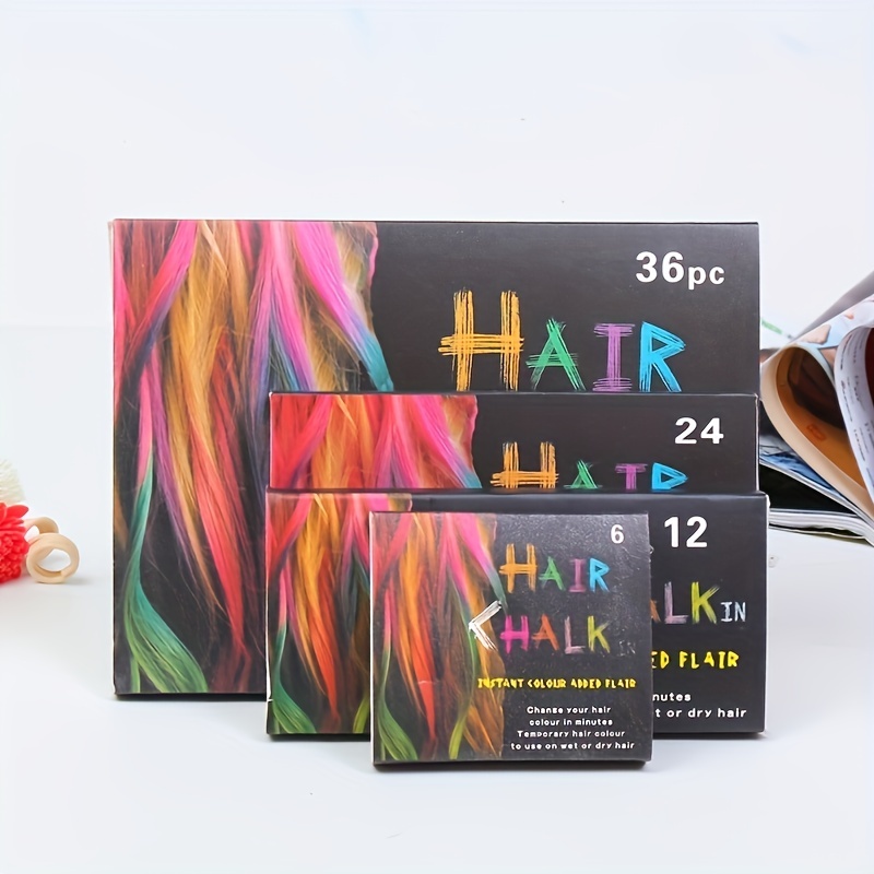Hair Chalk, 24 Colors Set Non-toxic Temporary Hair Color Chalk Dye Soft  Pastels For Women And Girls Hair