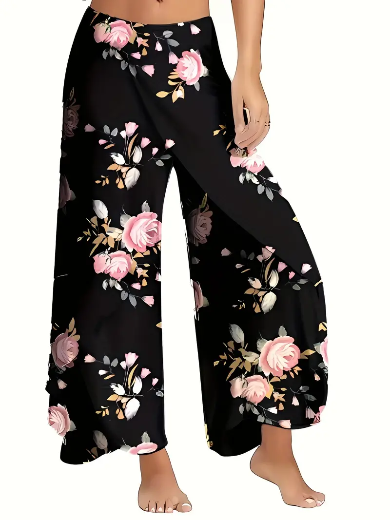 Floral Print Flowy Pants Casual Pants Spring Summer Women's - Temu