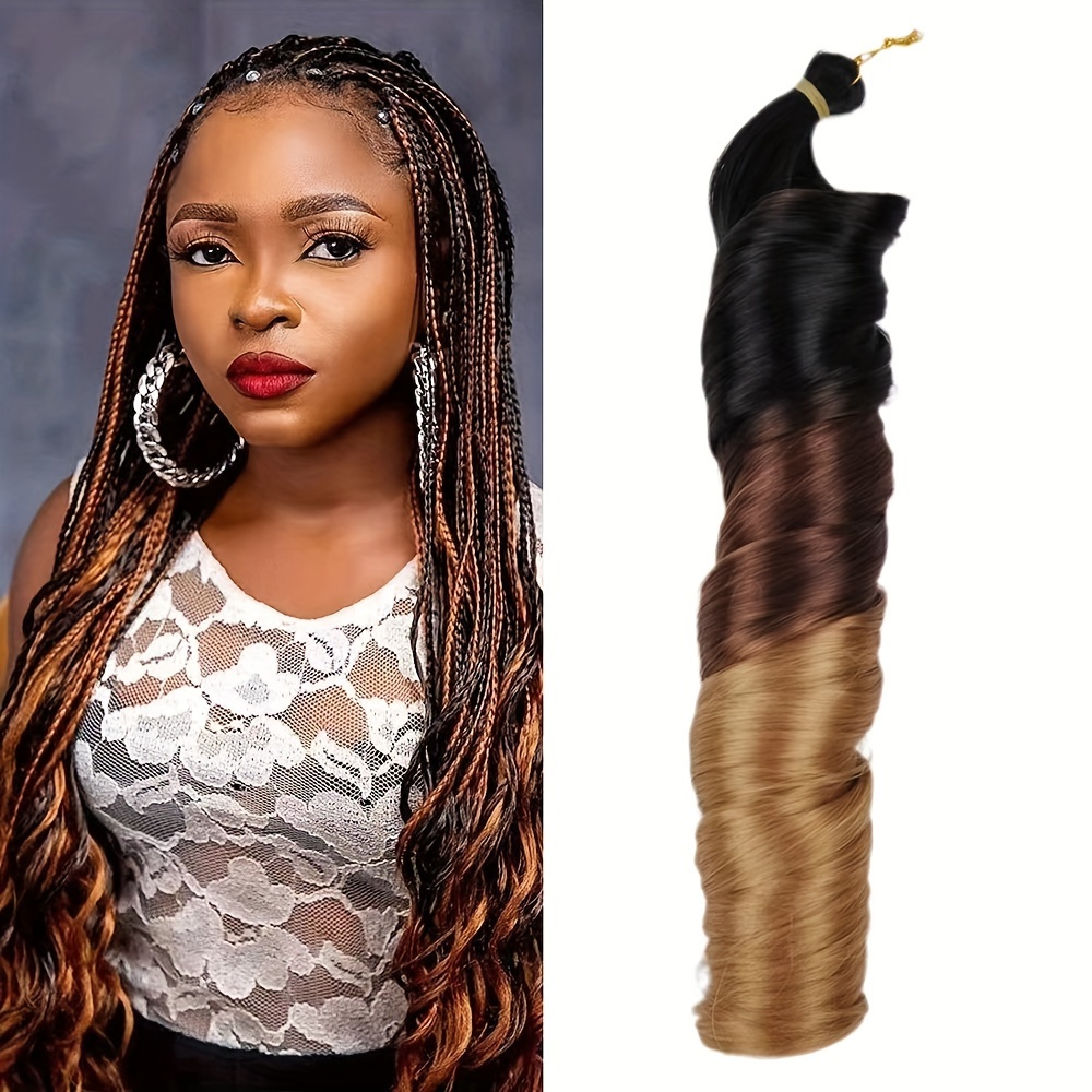Ombre Colored Pre stretched Braiding Hair Extension Synthetic Box Braids  Woman