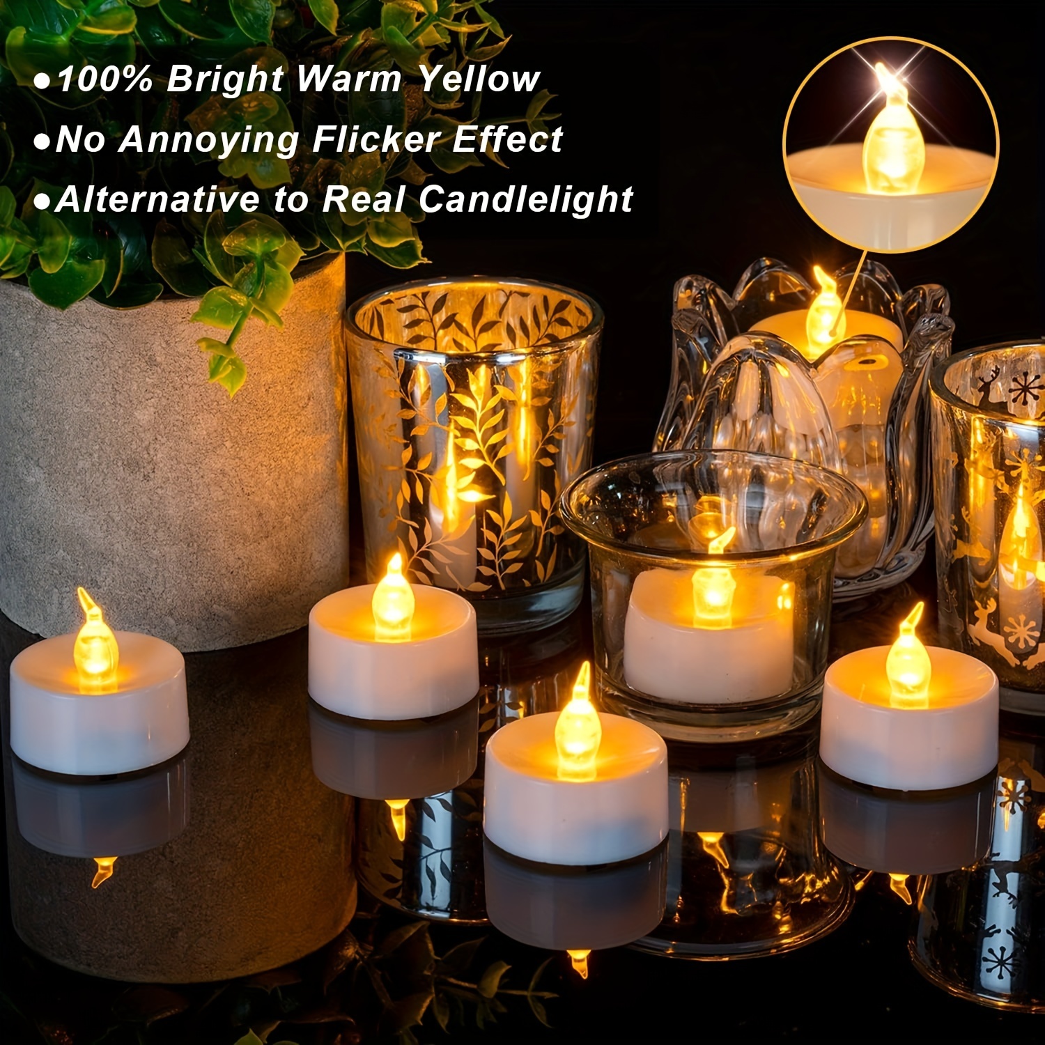 BEICHI 12-Pack Timer Tea Lights Candles Battery Operated, LED Tea Lights  with Timer, Built-in