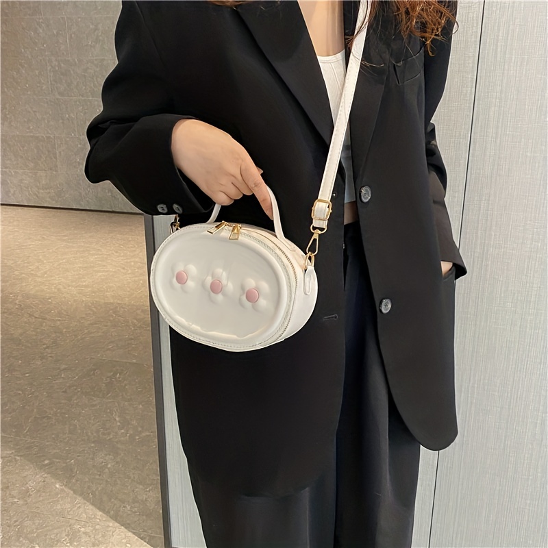 Faux Leather Round Shoulder Bag