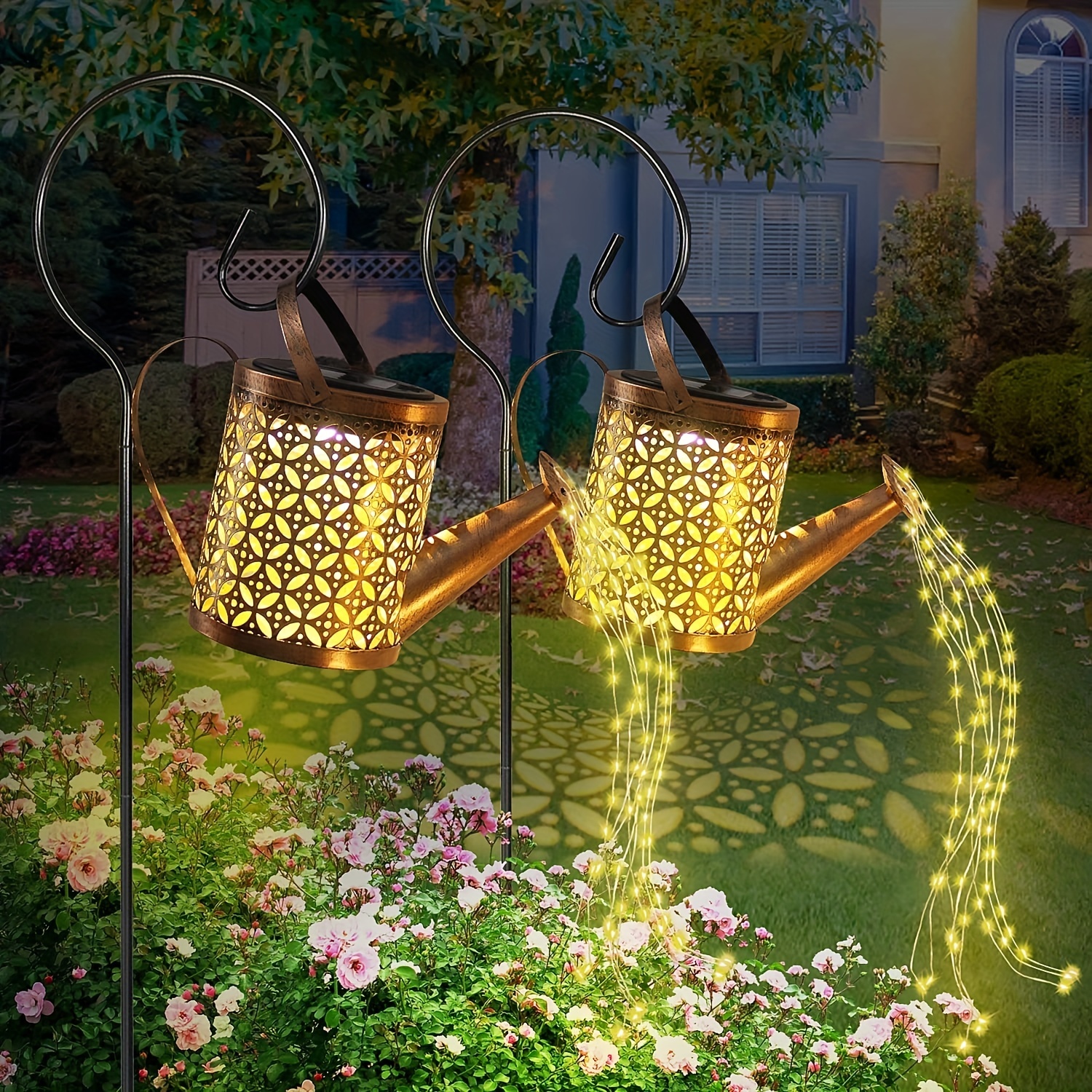 

Outdoor Hanging Solar Lights Watering Can Warm Color Led For Terrace Garden Lawn Decoration (need To Bring Your Own Hanging Bracket) For Halloween Christmas Easter Gift