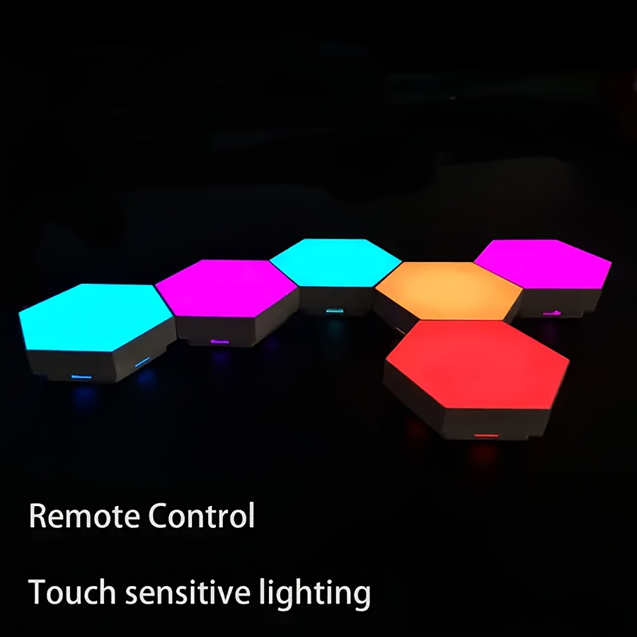 Hexagon Lights with Remote, Smart DIY Hexagon Wall Lights, Dual Control  Hexagonal LED Light Wall Panels with USB-Power, Geometry Hex Lights Touch  Used