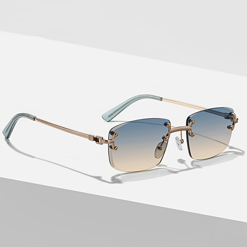 Rimless square metal sunglasses