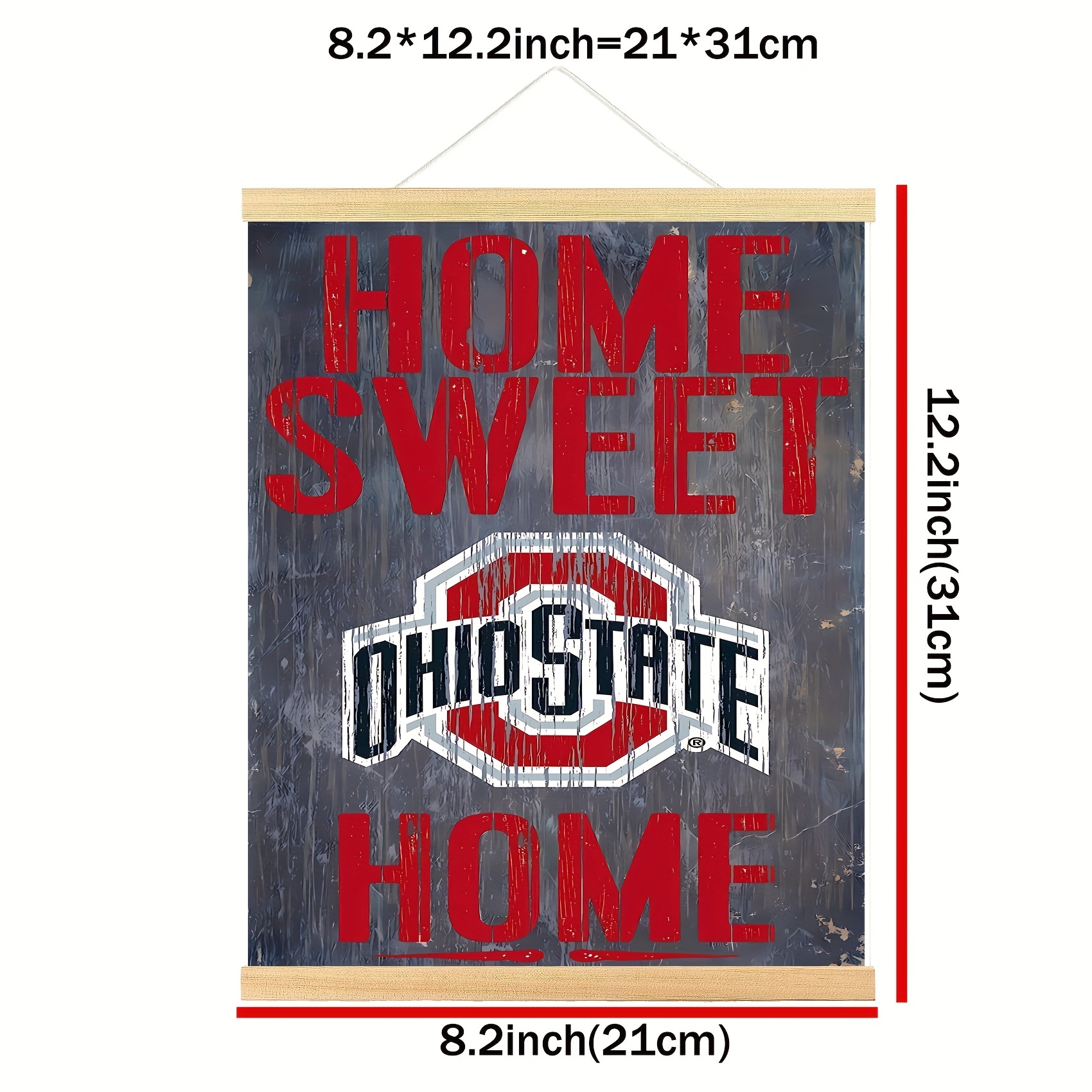 Ohio State University Wood Wall Hanging with O-H-I-O Logo