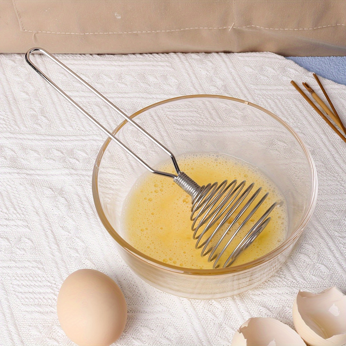 Stainless Steel Whisk Household Press Rotating Egg Beater - Temu