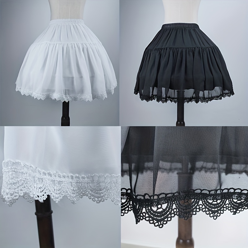 Short Skirt 2 Layers Petticoat Vintage Solid Color Inside Skirt Party  Princess Dress Up Clothes Lining Accessories