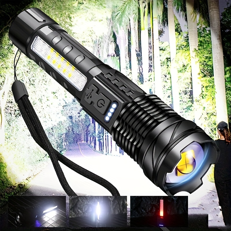 Lampe torche, lampe de poche led Lumière forte Usb Rechargeable Zoom  Camping Lampe de poche portable