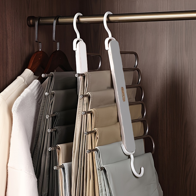 Pants Space Saving Hangers 6 Tier Closet Organizers And - Temu