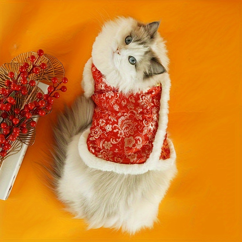 cozy plush chinese inspired pet costume for cats small dogs