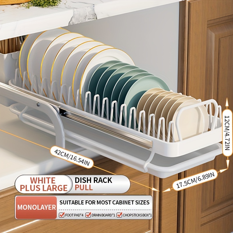 Kitchen Dish Plate Rack Pull out Type Pot Lid Bowl - Temu