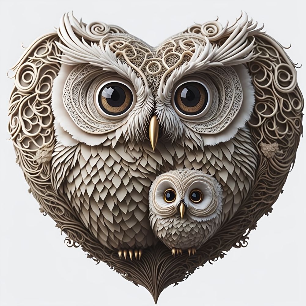 1pc 11.8×11.8 Inch Diy 5d Diamond Painting Colored Glass Owl Wall