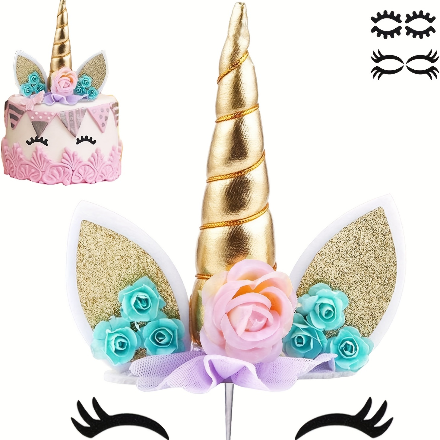 

Magical Unicorn Cake Topper - Handmade Reusable Gold Horn For Birthday, Baby Shower & Wedding Parties!