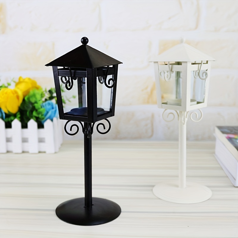 1pc street light small pavilion candle holder iron art wedding creative home crafts european style pastoral glass decoration wind light dining table coffee table living room desktop decor decorative candle holder for tree candles wedding d cor details 7