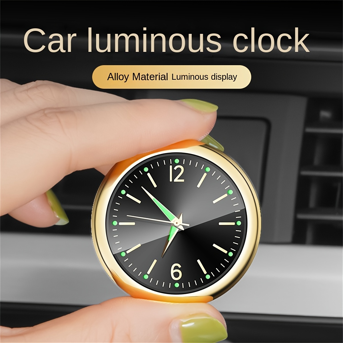 Horloge de sortie de voiture Matériel lumineux de voiture Horloge de voiture  Montre électronique de voiture Sortie de climatisation de voiture Ornements  de parfum avec baume (noir)