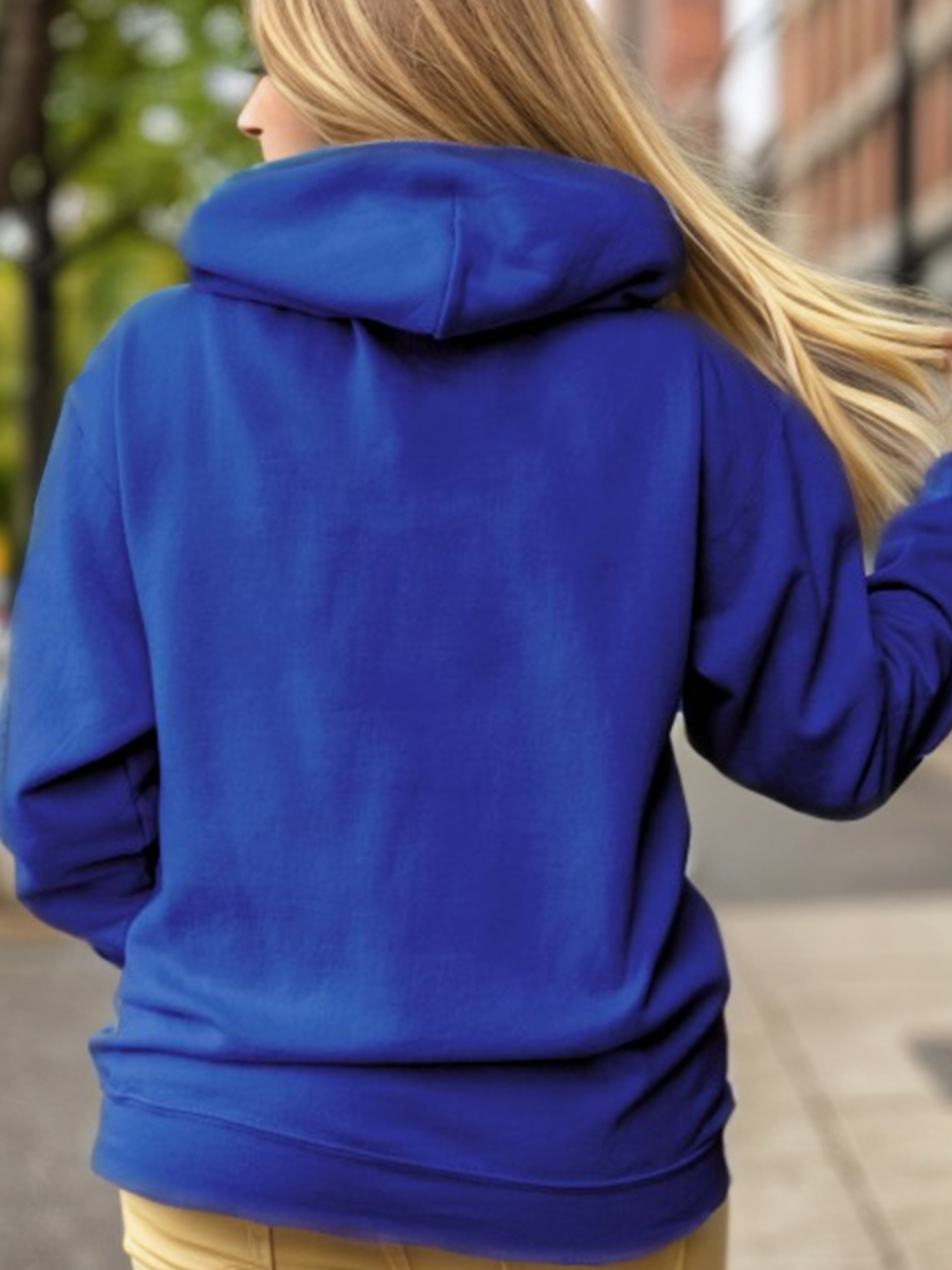 Girls Royal Blue Fleece Fur Front Pocket Hoodie Jacket