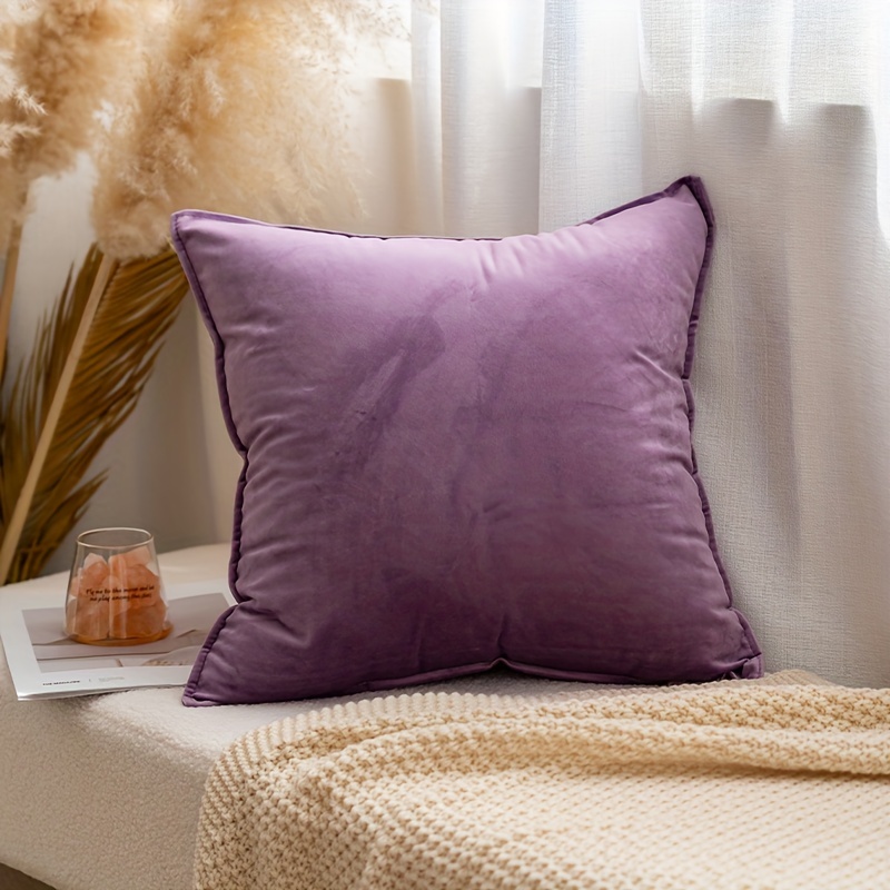 Luxury Velvet Cushion Cover Solid Color Throw Pillow Case - Temu