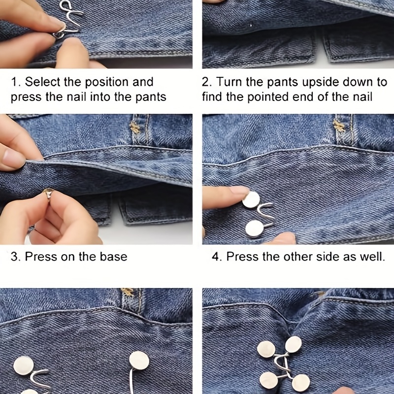 2pcs/set Jean Waist Tightener Adjustable Pant Button Pins Button For Jeans  Too Big Waistband Tightener Pants Clips For Waist - No Sewing Required,  White