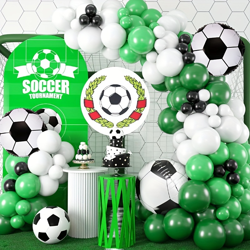 6 globos de fútbol, decoraciones de fiesta de fútbol, globos de aluminio de  18 pulgadas, decoraciones de cumpleaños de fútbol negro, suministros de