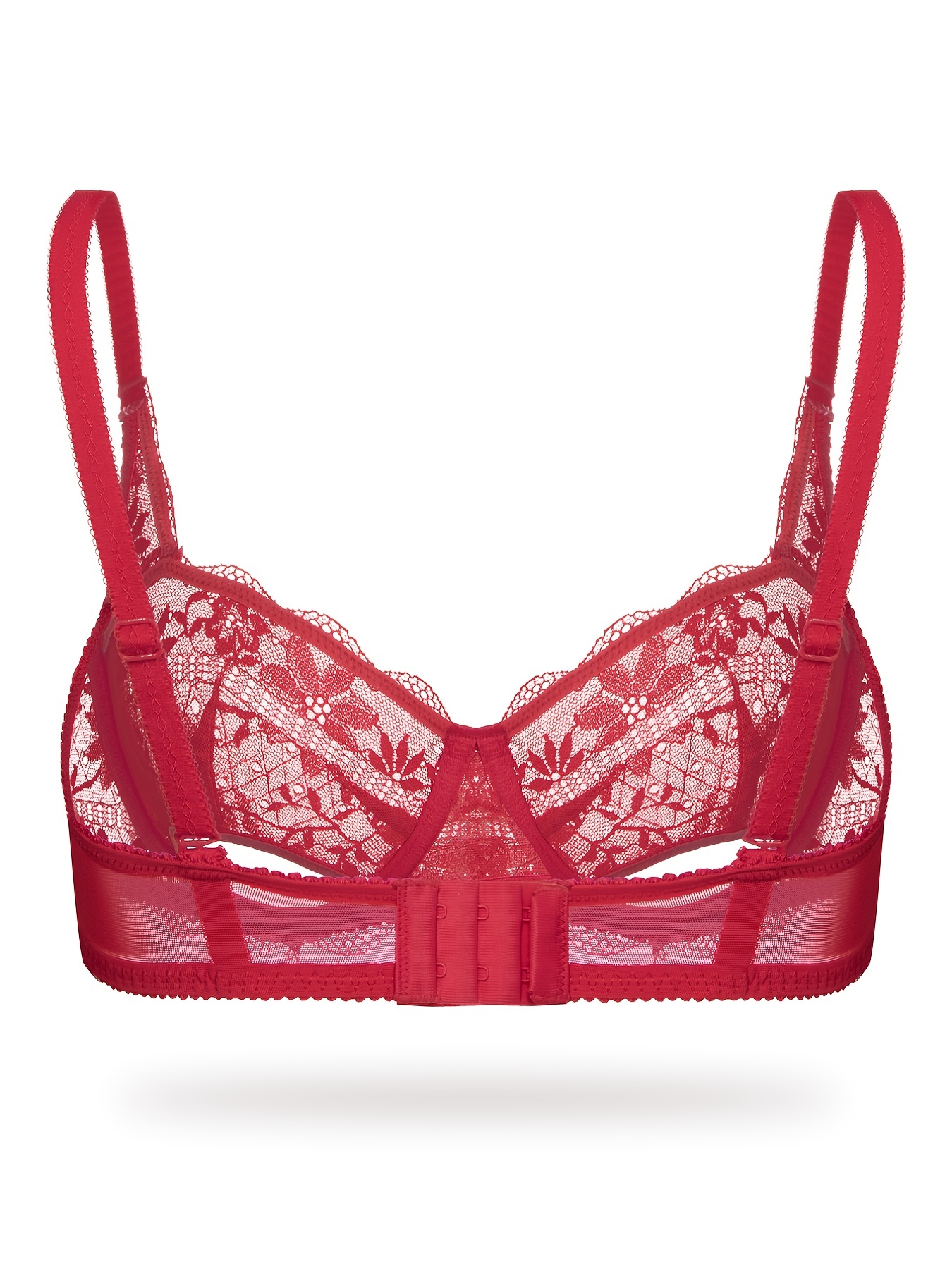 Chinese Lunar New Year Red Lace Embroidered Hollow Underwire