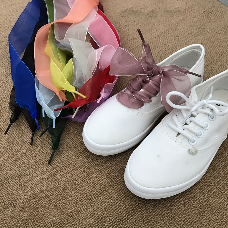 Comprar 1 par de cordones planos, zapatillas informales de dos colores,  cordón de zapato, accesorios de cuerda para zapatos Unisex, moda