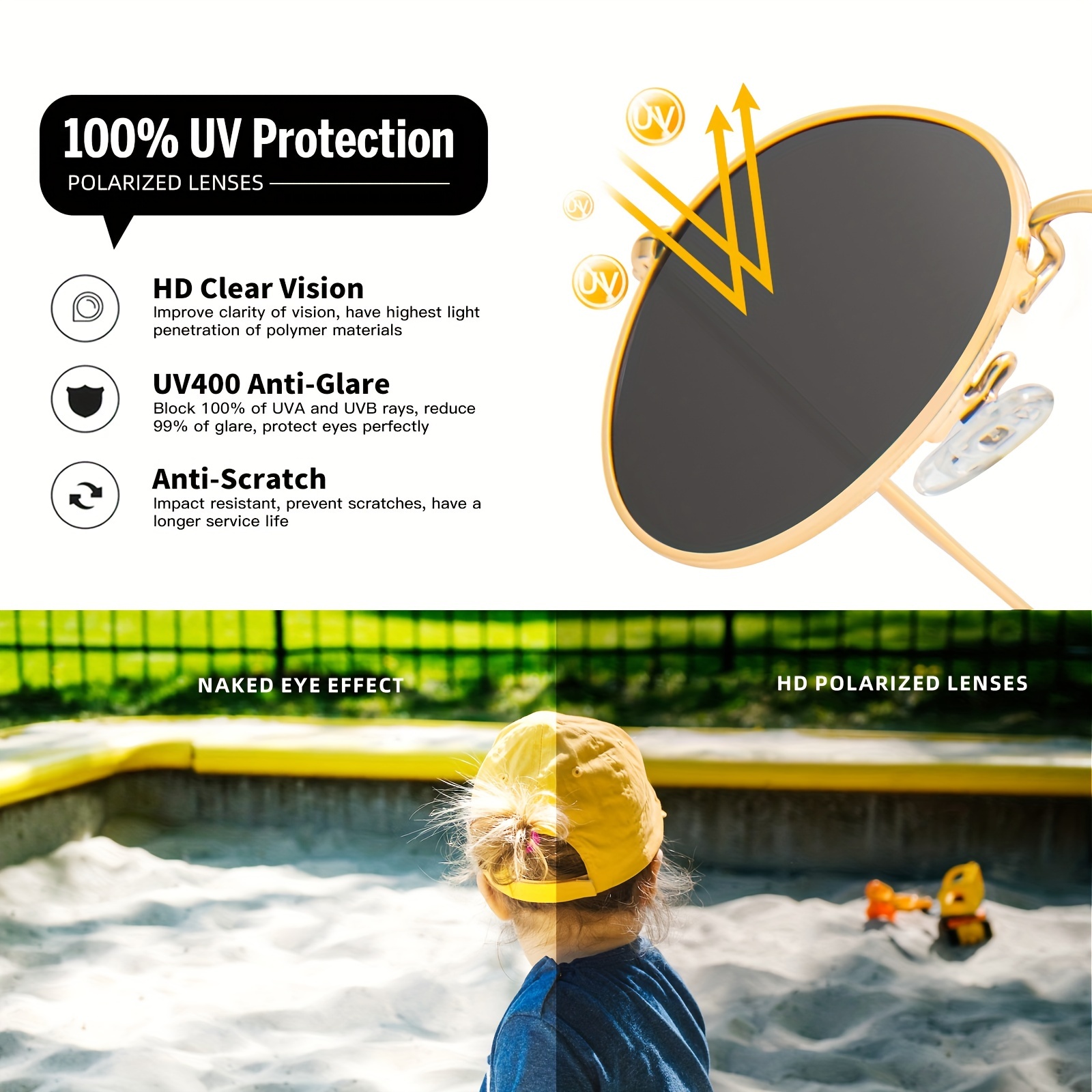 Children's Scratch resistant Anti glare Polarized Sunglasses - Temu