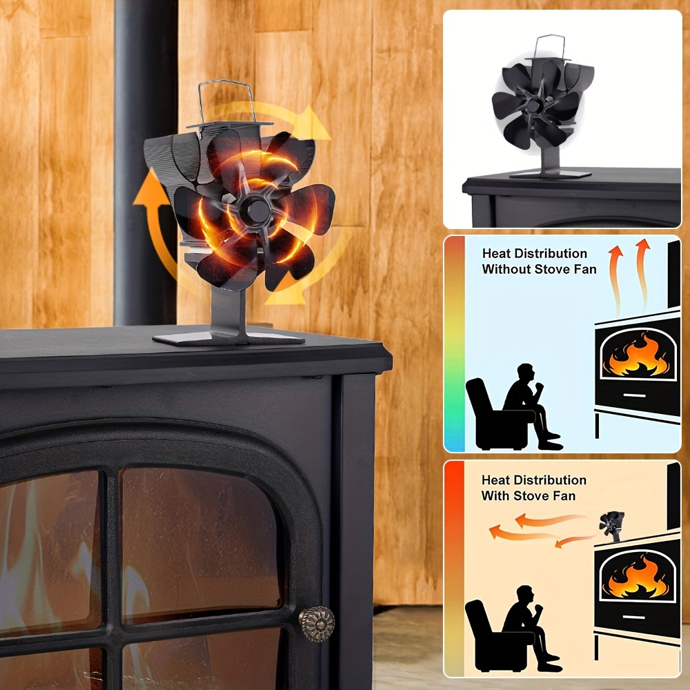 New 5 Blades 1100rpm Heat Powered Wood Stove Fan Wood Log Burner Fireplace  Fan