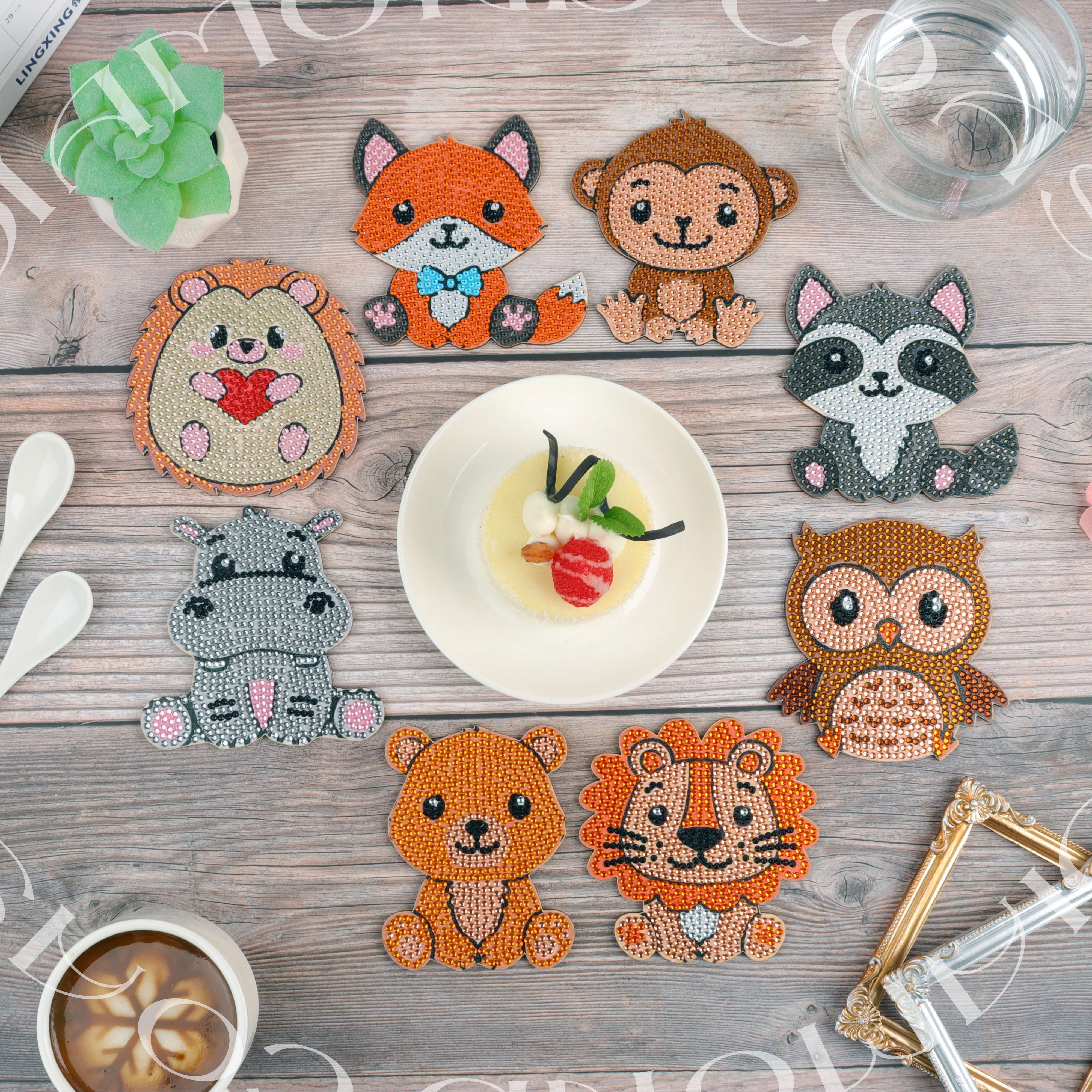 Cartoon Animal Dog Artificial Diamond Painting Coasters Diy - Temu